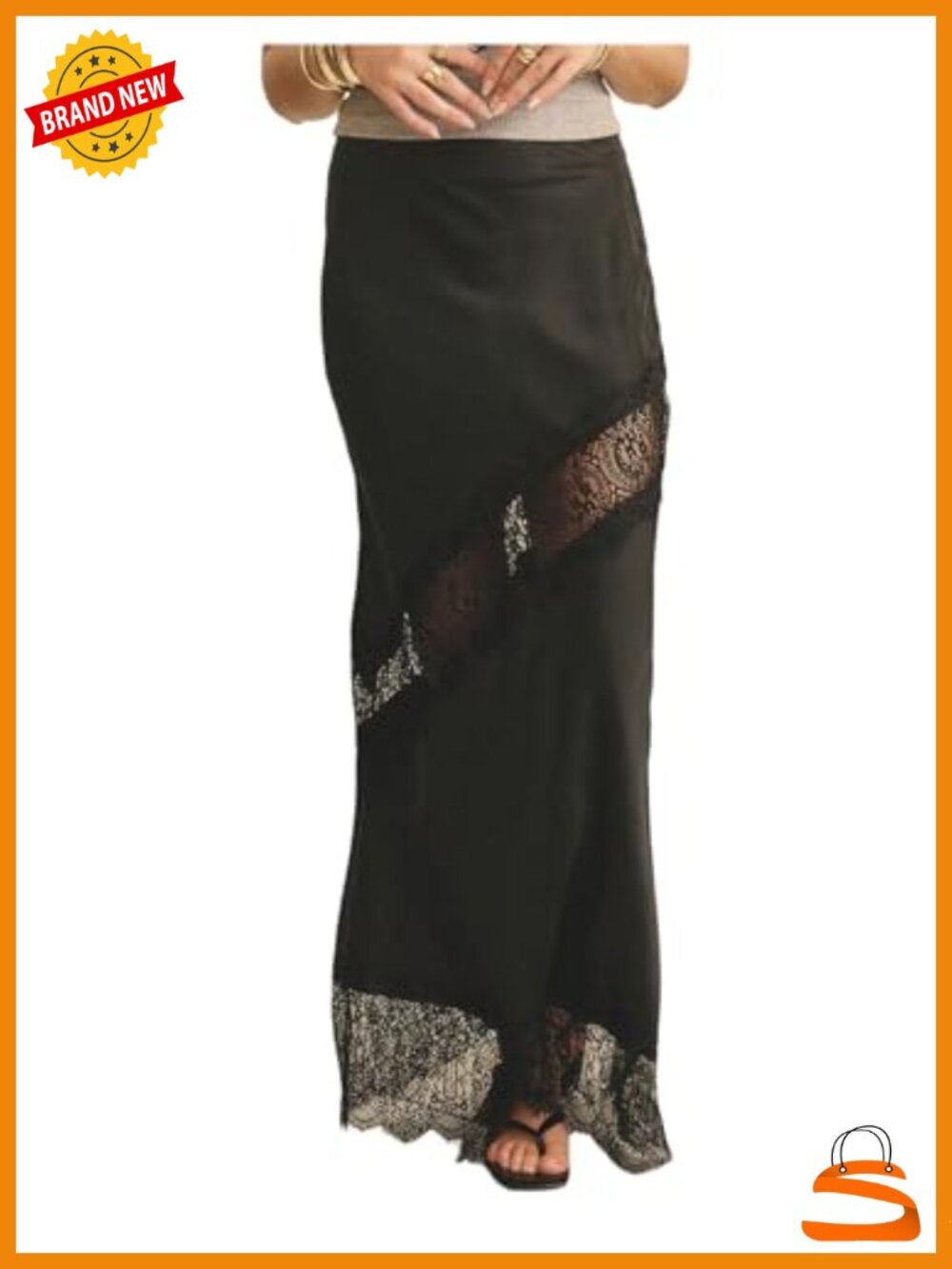 Y2K Floral Lace Satin Maxi Skirt Low Rise Cut Out